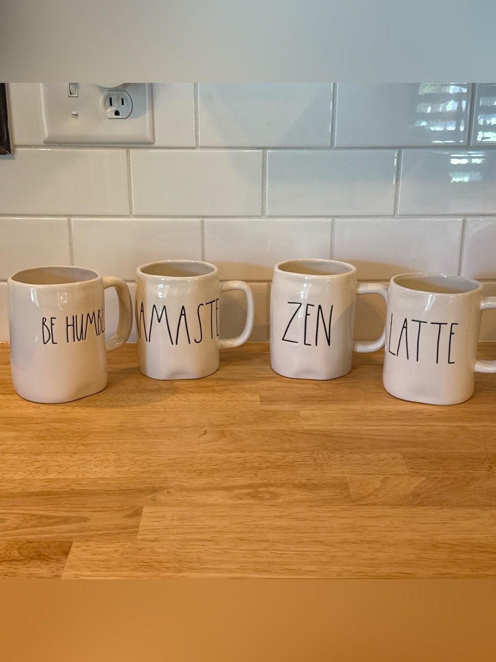 Rae Dunn Namaste And Zen Artisan Collection Farmhouse Mugs by Magenta Set Of 4